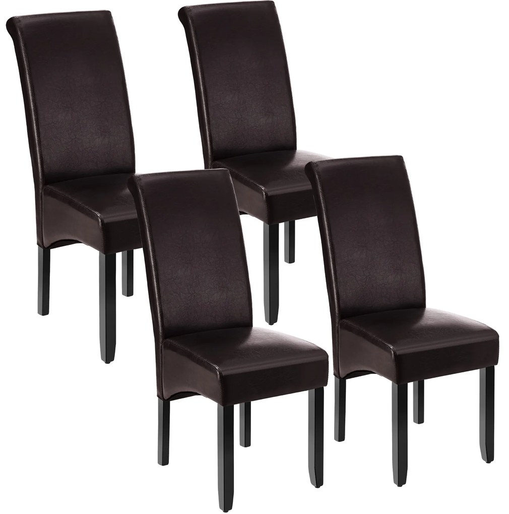 TecTake GmbH 403496 ergonomikus tömörfa étkezőszék - barna, 4 darabos készlet