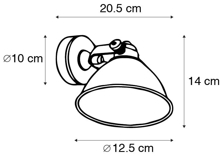 Ipari fali lámpa fekete arannyal, állítható - Liko