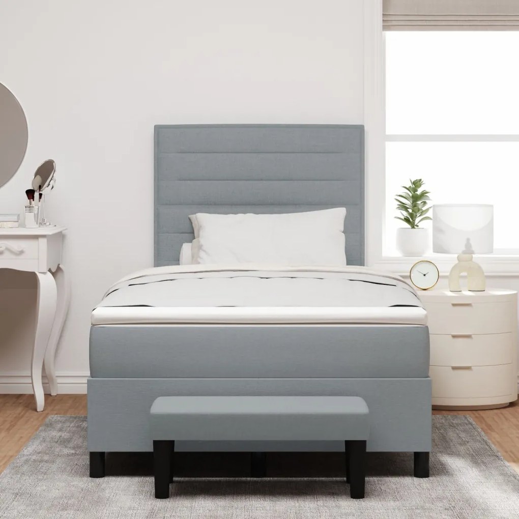 Box Spring Ágy Matraccal és Pad Világosszürke 120x190 cm Szövet