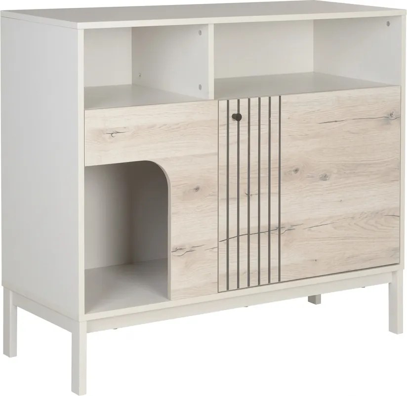 Komód FROST 100x90 cm fehér, alpesi tölgy dekorációval