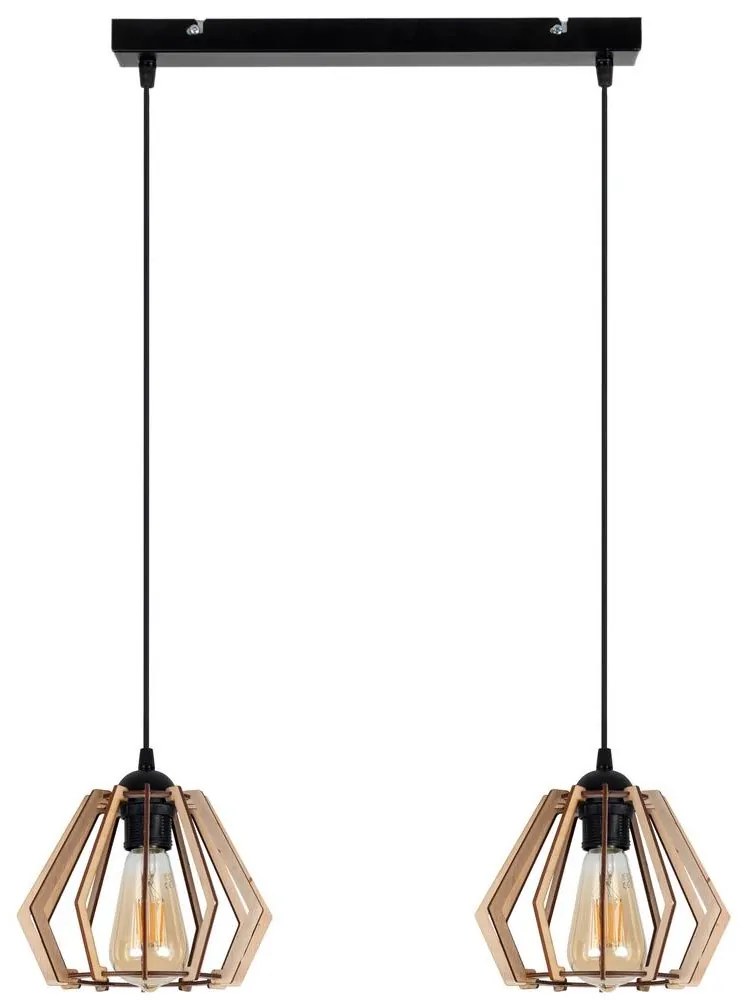 Csillár zsinóron BERGO 2xE27/60W/230V fekete