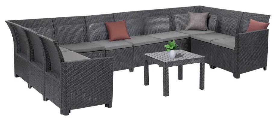 Claire XI 10 személyes sarokgarnitúra orlando asztallal