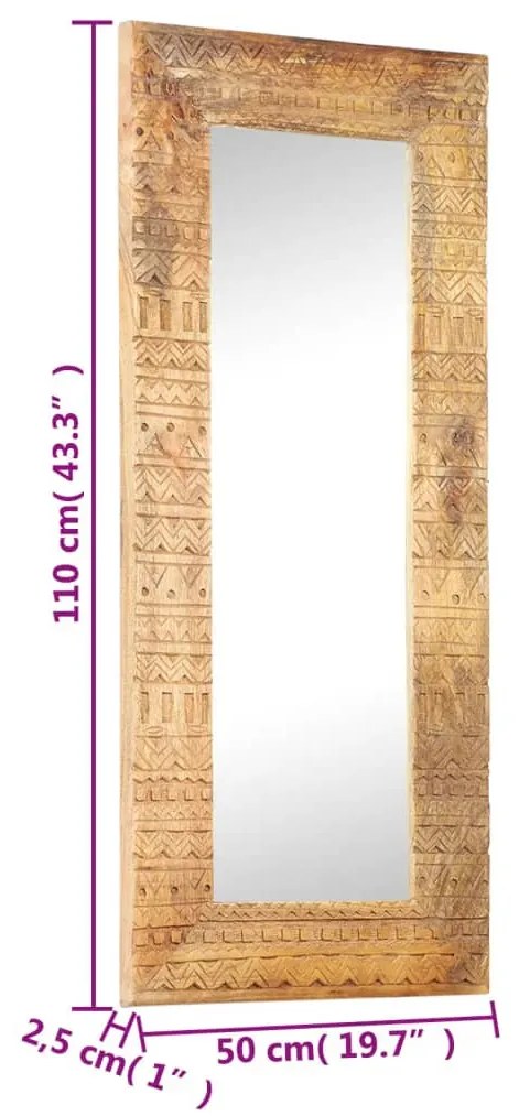 kézzel faragott tömör mangófa tükör 110 x 50 x 2,5 cm