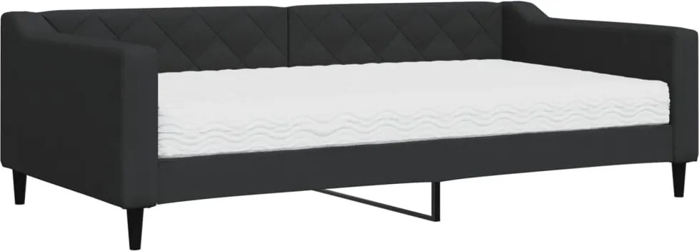 vidaXL fekete szövet kanapéágy matraccal 100 x 200 cm