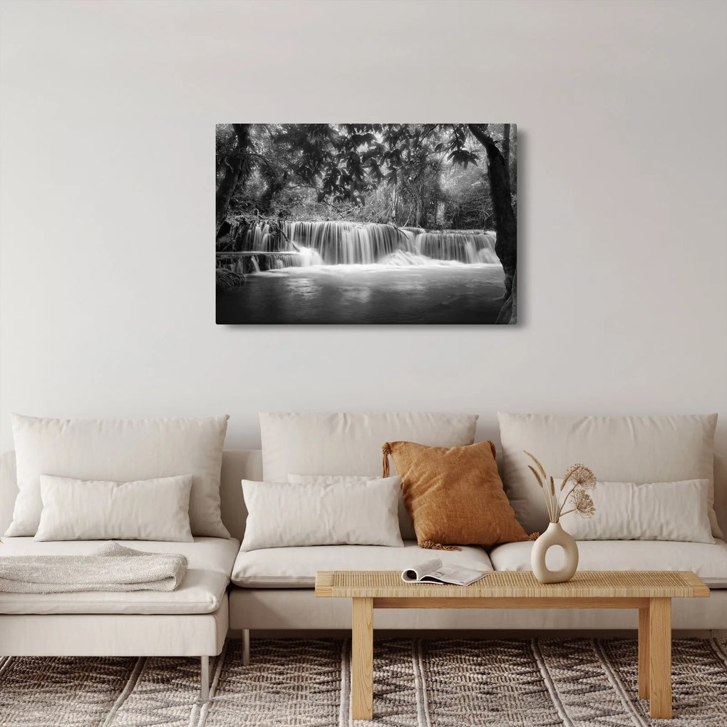 Kép - Fekete-fehér vízesés (90x60 cm)