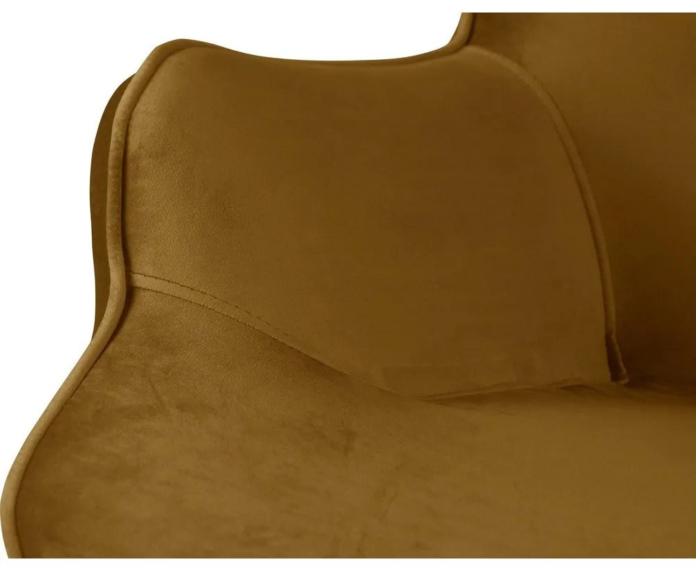 Mustársárga bársony fotel Niko – Ropez