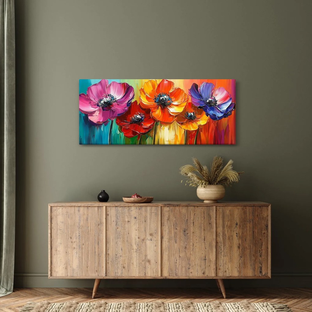 Kép - Öt színes virág (120x50 cm)