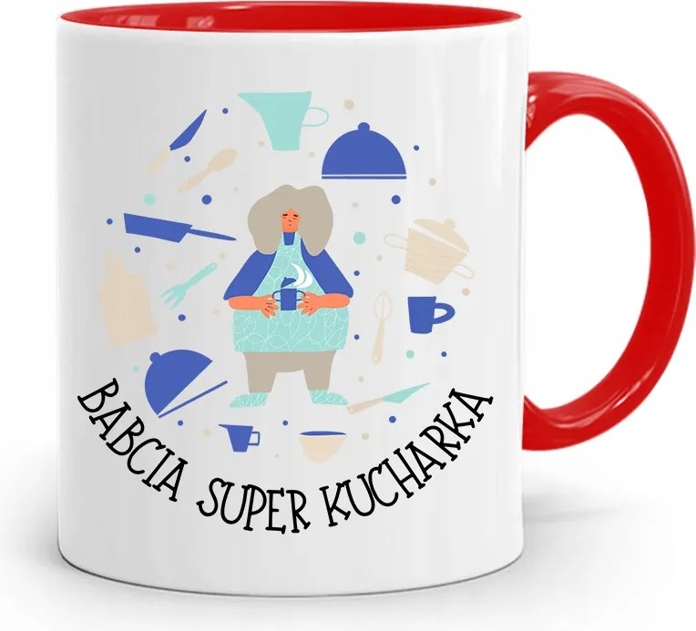 Piros Bögre Nagymamáknak Szuper Szakácsnő nyomott mintával