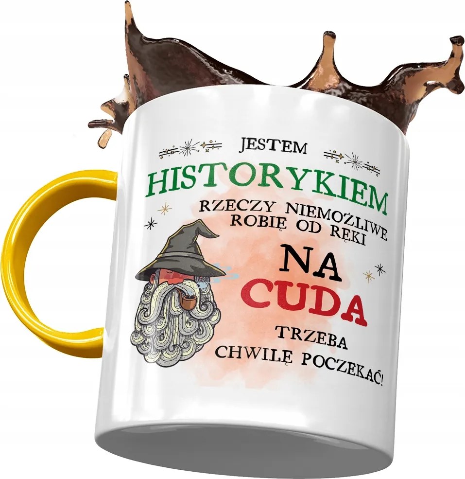 Sárga Bögre A Történésznek Várni kell Egy Pillanatot Nyomtatott Fotóval