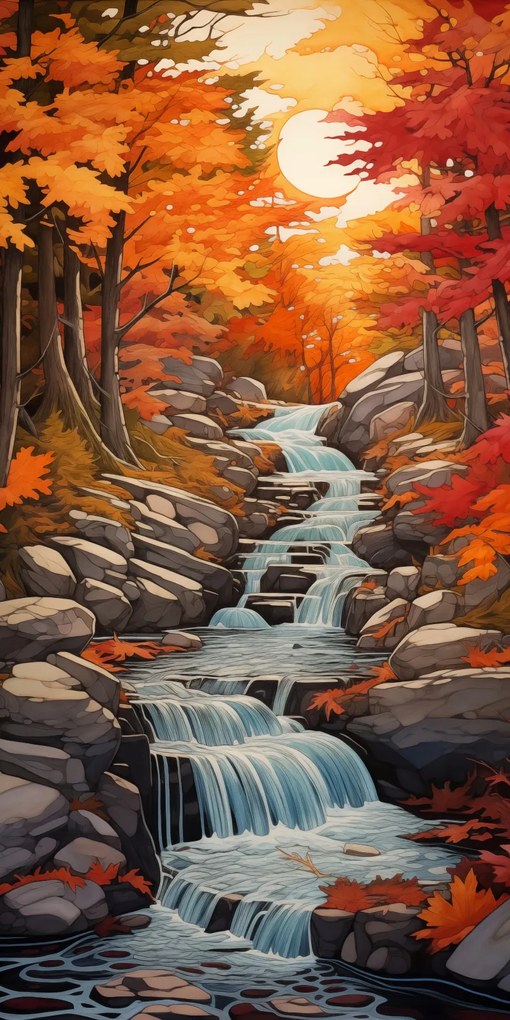 Poszter 50x100cm Őszi vízesések