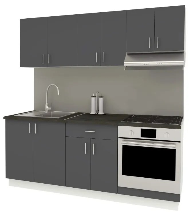 Benita konyhabútor szett V14, 200 cm - Antracit-Fehér