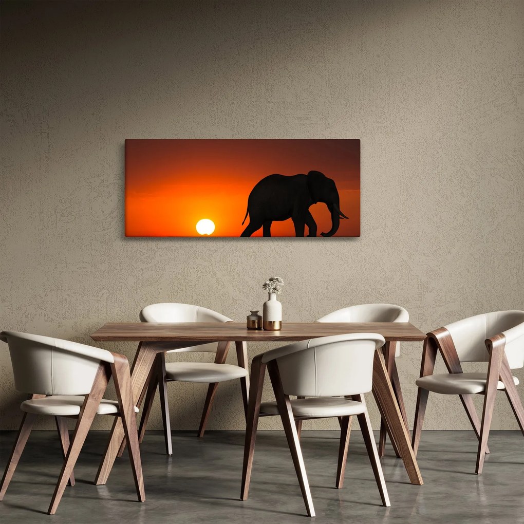 Elefánt képe naplementekor (120x50 cm)