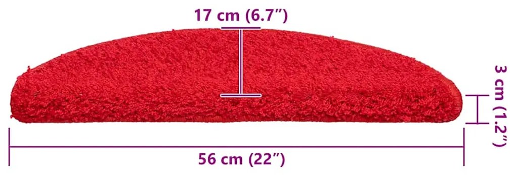 30 db piros lépcsőszőnyeg 56x17x3 cm
