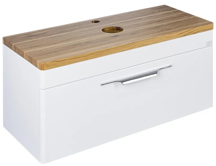 TMP MOON 90 cm fehér - natúr dió - fali fürdőszobabútor - mosdó nélkül - TOP COUNTER mosdókhoz