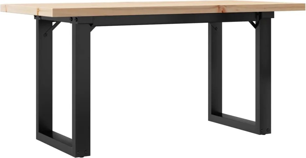 vidaXL tömör fenyőfa és acél O-vázú dohányzóasztal 100x50x45,5 cm
