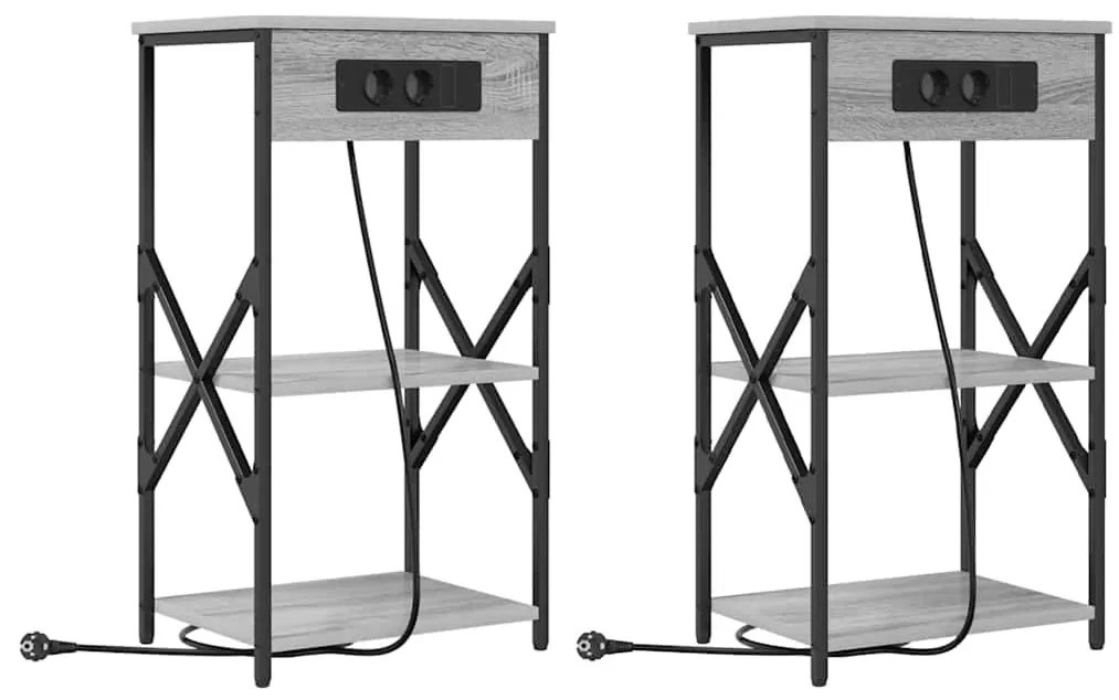 Éjjeli Szekrények 2 pcs Szürke sonoma 41 x 31 x 76 cm Faanyag