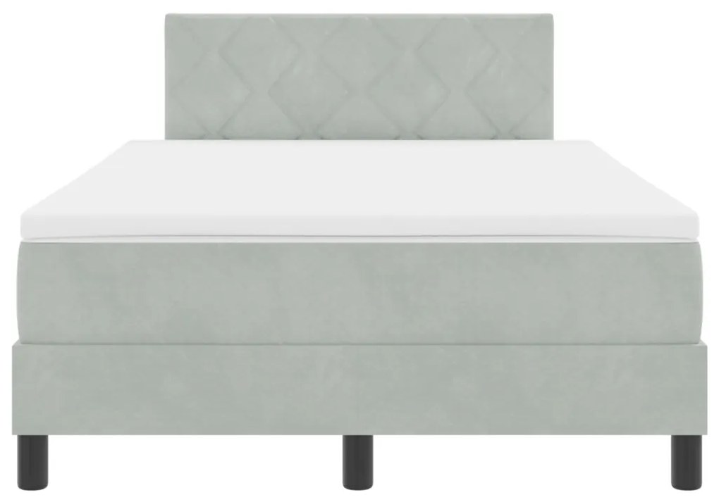 Boxspring Ágy Matrac Fényes Szürke 120x200 cm Bársony