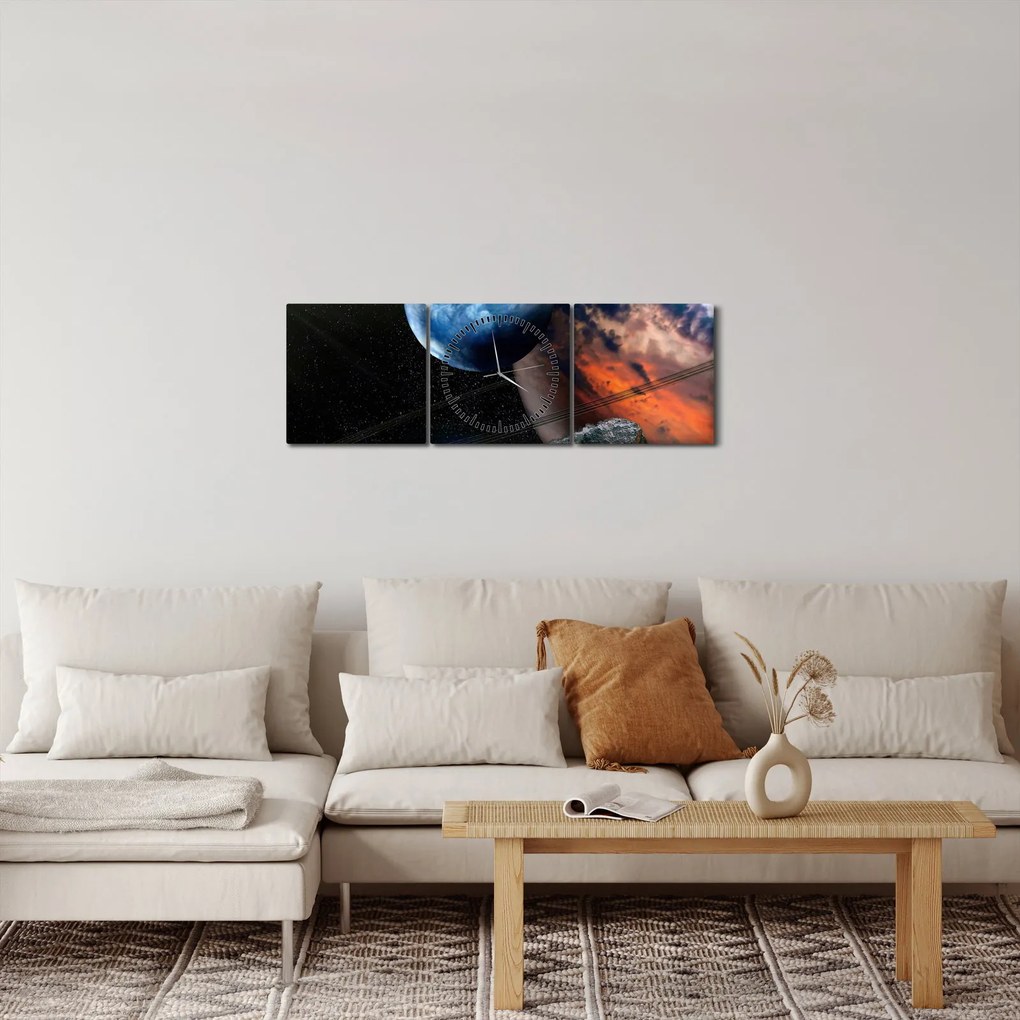 Egy bolygó képe az űrben (órával) (90x30 cm)