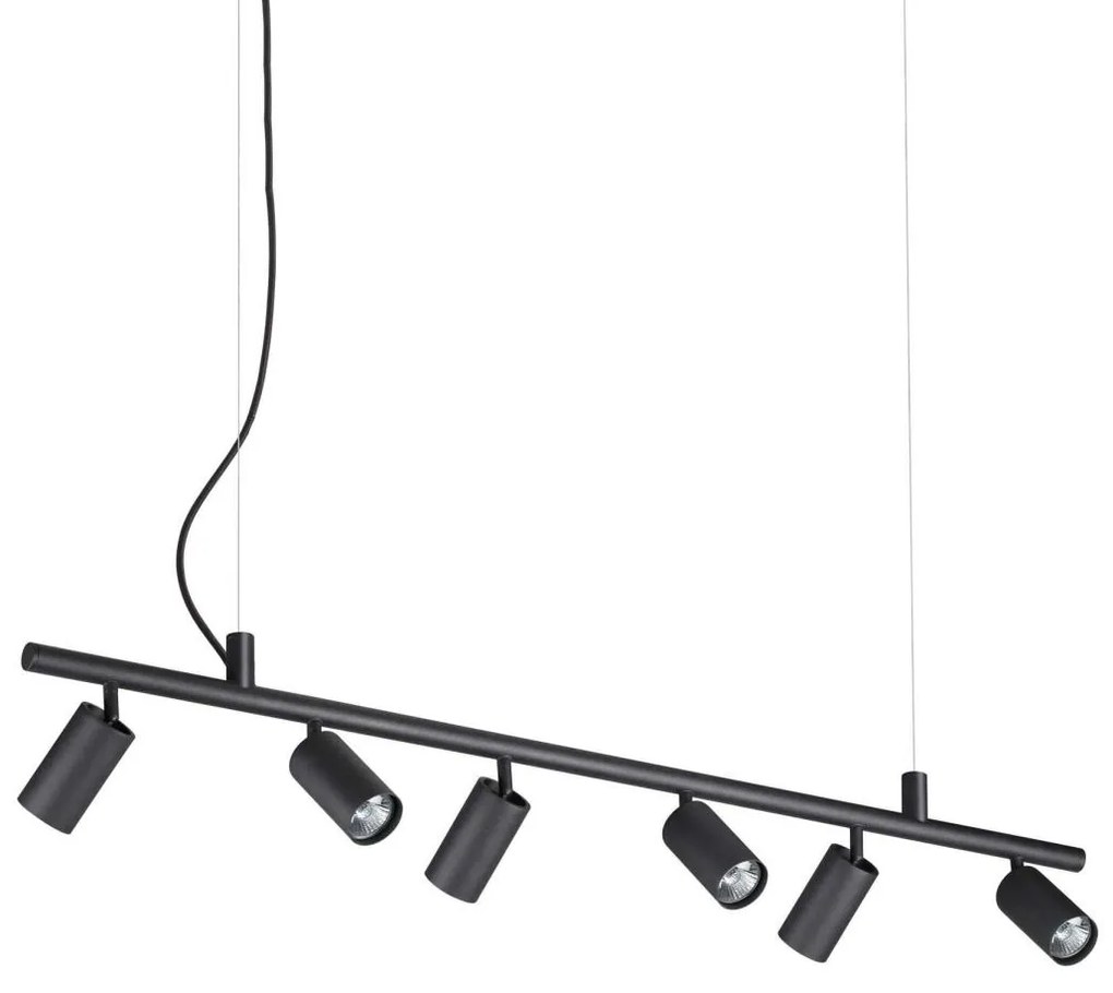 Ideal Lux - LED Csillár zsinóron DYNAMITE 6xGU10/7W/230V fekete