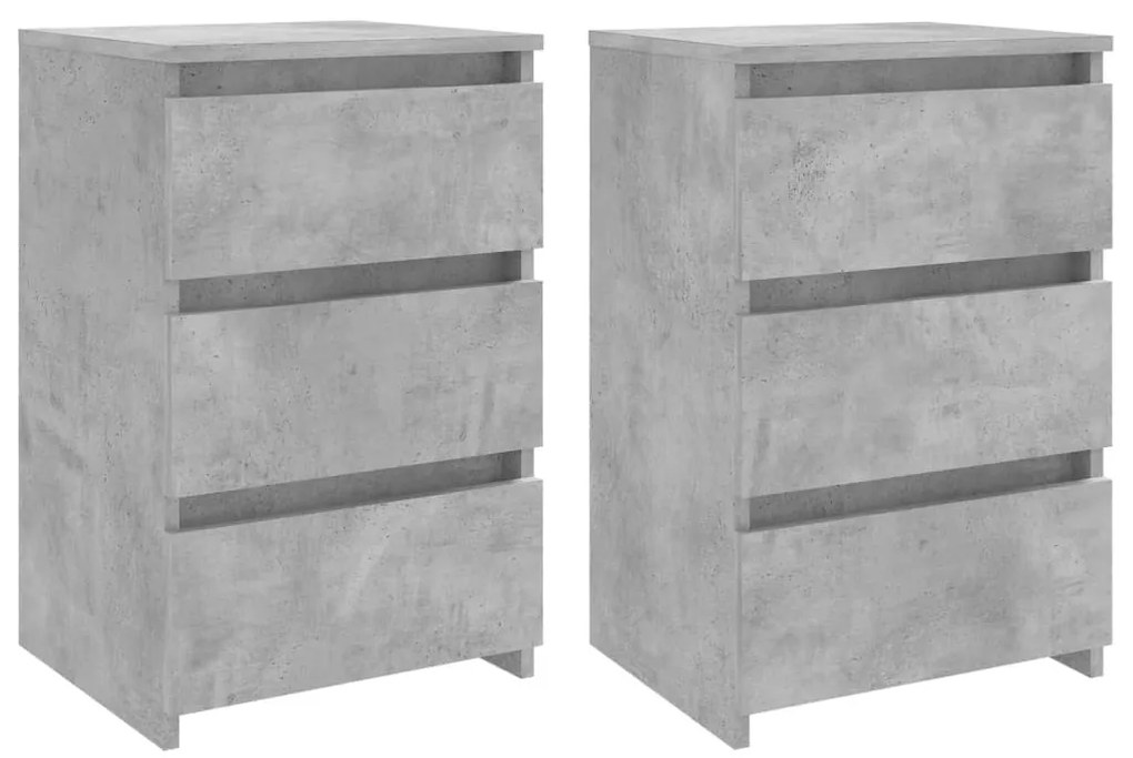 2 db betonszürke szerelt fa éjjeliszekrény 40 x 35 x 62,5 cm