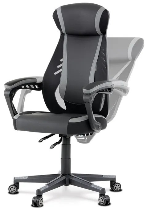 Szürke Ekobőr Gamer Szék, Hinta Mechanikával. KA-Y213 GREY