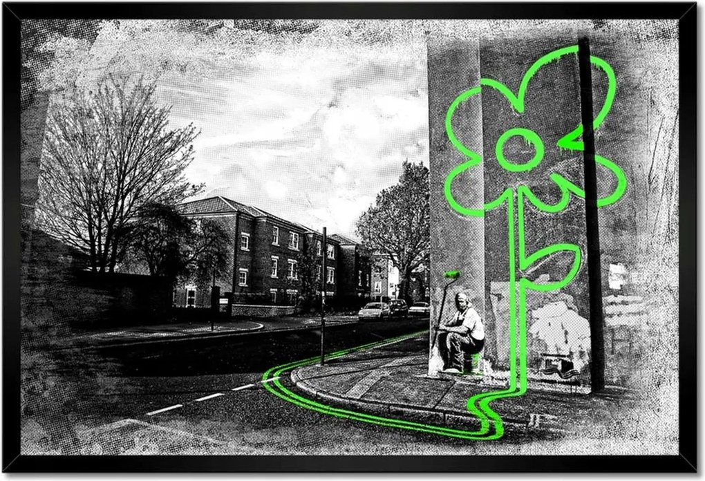 Poszter keretben 60x40 Banksy Lime virág