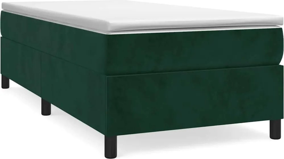 vidaXL sötétzöld bársony rugós ágy matraccal 90 x 200 cm