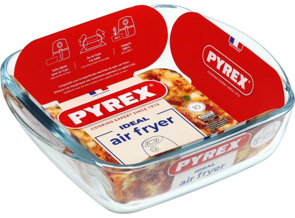 Pyrex négyzet alakú sütőtál Air Fryer 1 l, 20 x 17 x 6 cm, 1 l