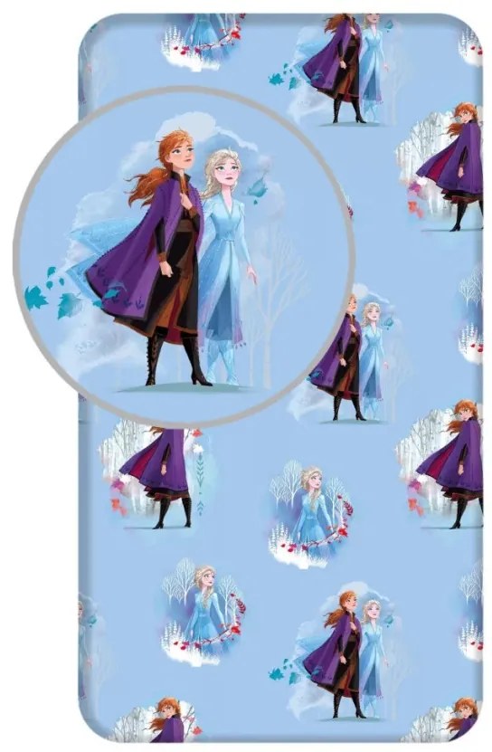 Disney Jégvarázs Blue Leaves gumis lepedő 90*200 cm