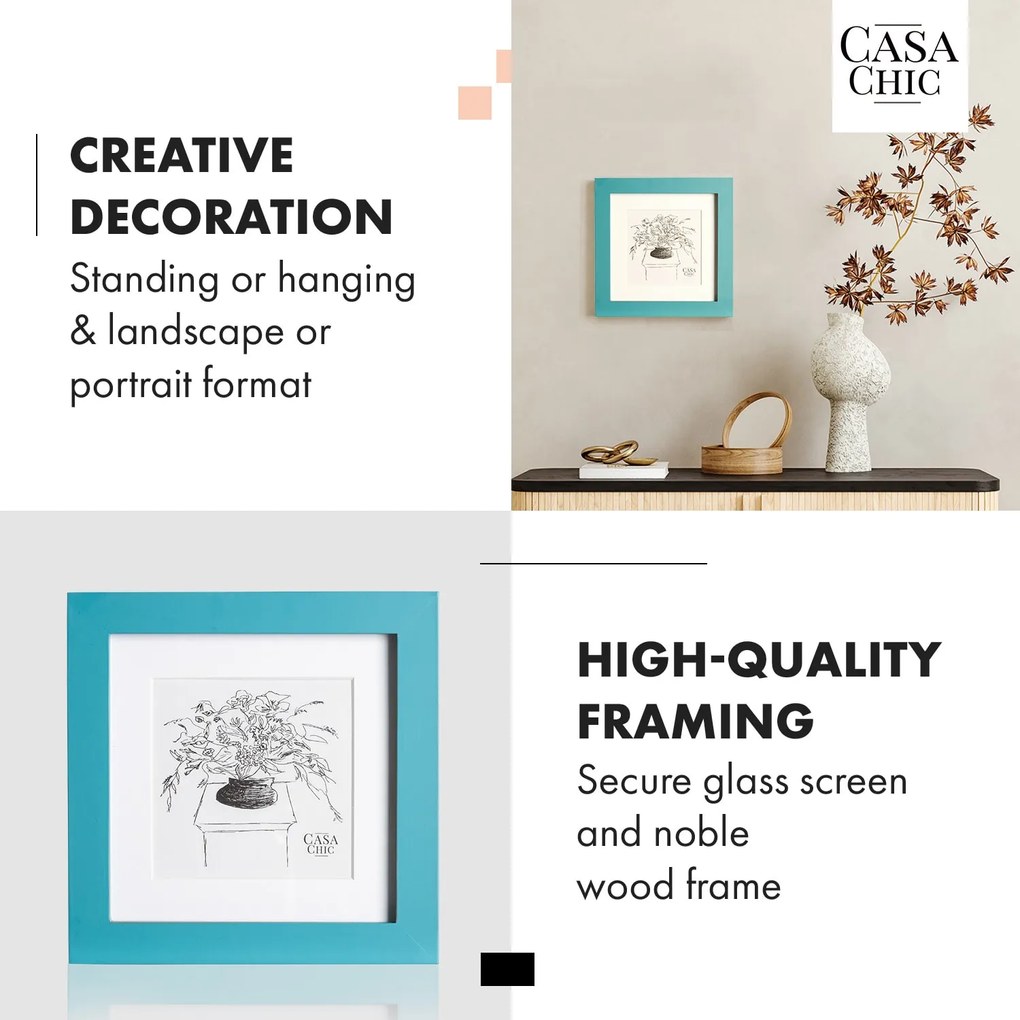 Casa Chic Clapton, képkeret, négyzet alakú, fényképek 15 x 15 cm, paszpartu, üveg