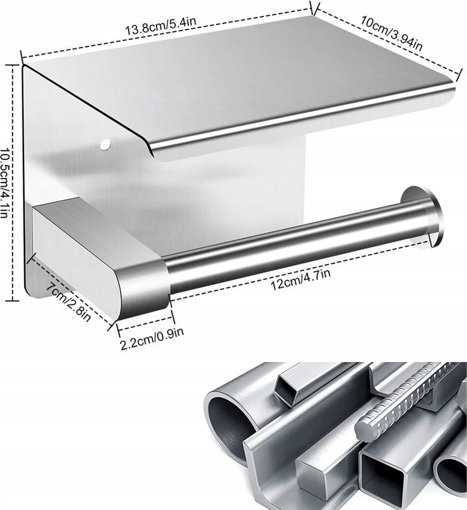 Wc-papír Tartó Állvány Akasztó Polccal Ezüst Wc Fürdőszoba