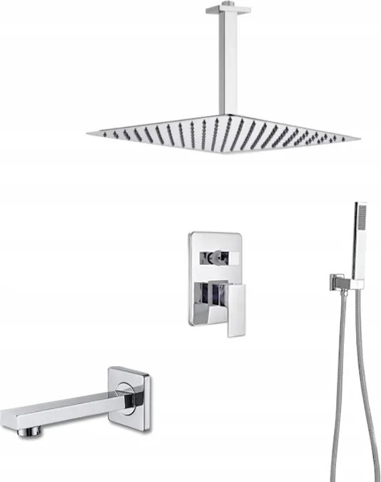 Falsík Alatti Zuhanyszett Kifolyócső Rövid Króm Esőztető 30 cm