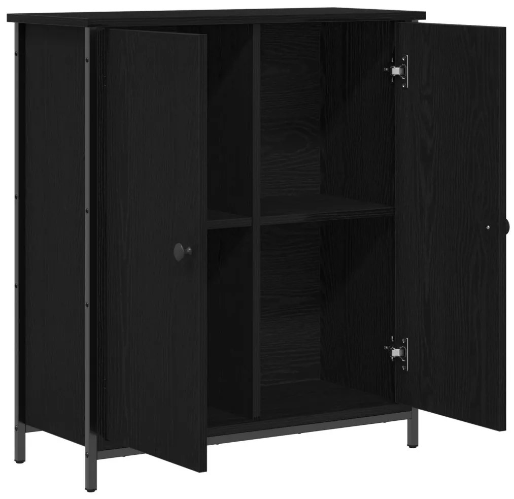 Fekete tölgy 70x30x80 cm Szerelt fa és acél