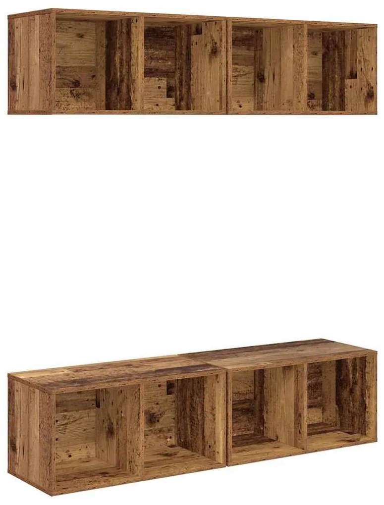 Fali TV Szekrény 4 pcs Öreg fa 37 x 37 x 72 cm Faanyag