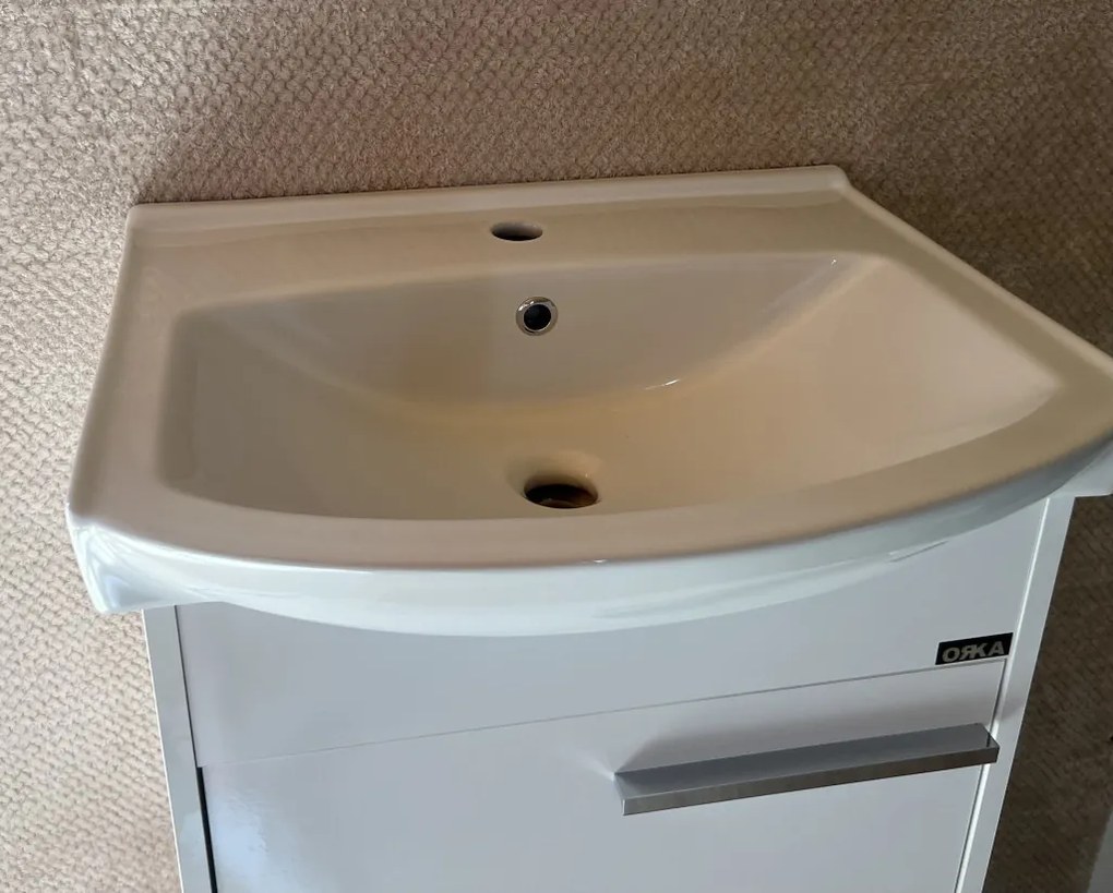 Fürdőszobai alsó szekrény mosdóval és tükörrel FEHÉR 55