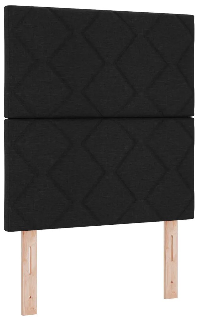 Rugós ágy matraccal és LED világítással, fekete, 80 x 200 cm, szövet