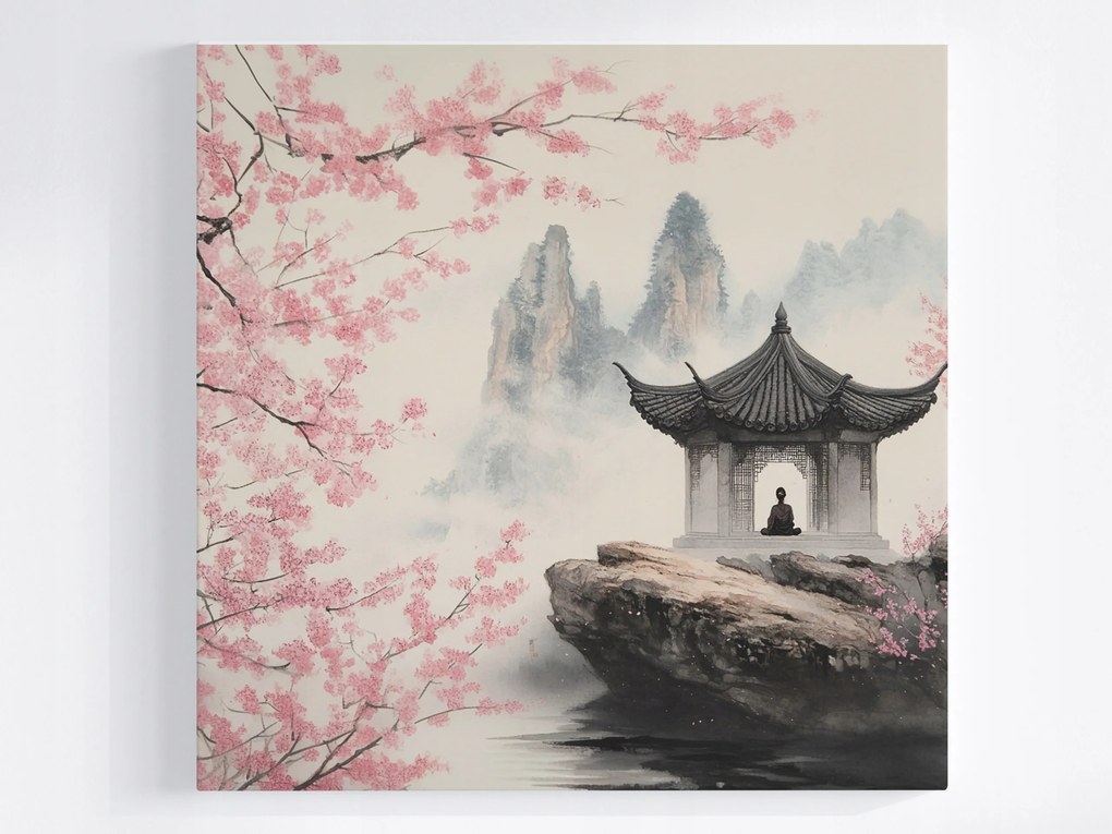 Vászonkép Canvas Japán Ázsia Templom Meditáció Cseresznye Hegyek 40x40