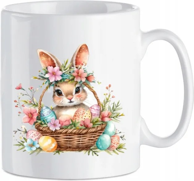 Kerámia bögre Nyuszi húsvéti kosárban Húsvéti dekoráció