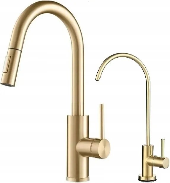 Konyhai csaptelep arany Acél kifolyócső Ww csaptelep szett