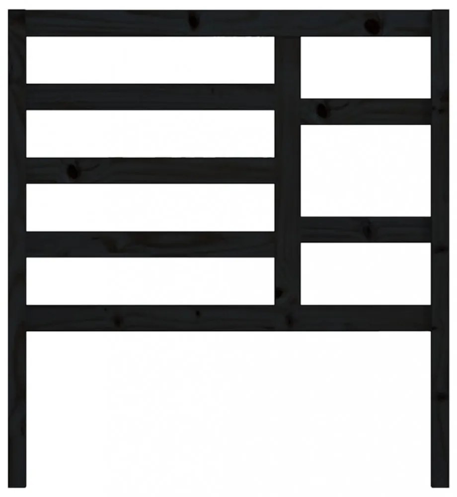 fekete tömör fenyőfa ágyfejtámla 81 x 4 x 104 cm