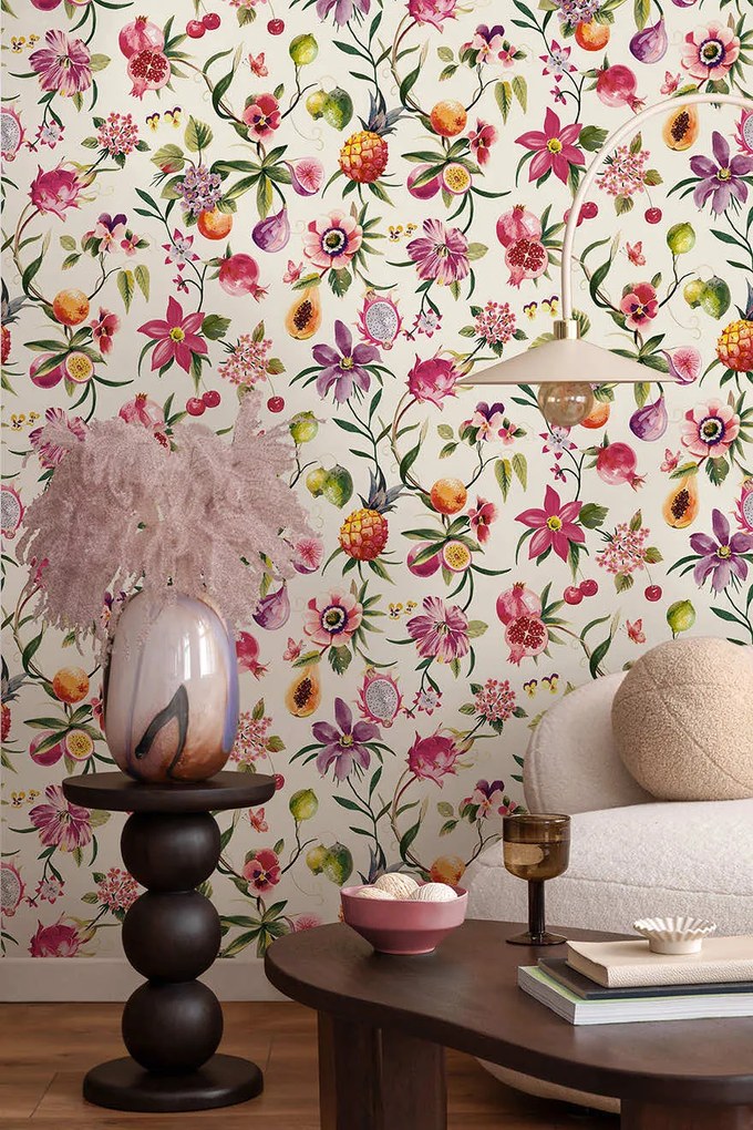 Holden Decor Wanderlust Tropica krém gyümölcsös vlies tapéta – 92111