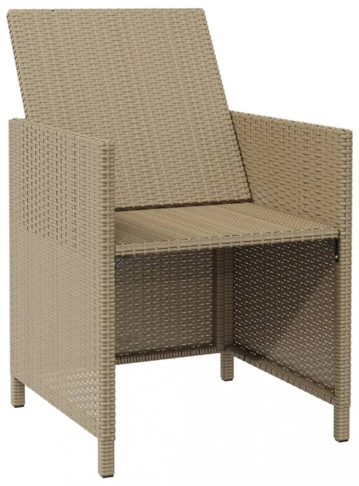 4 db bézs polyrattan kerti szék párnával