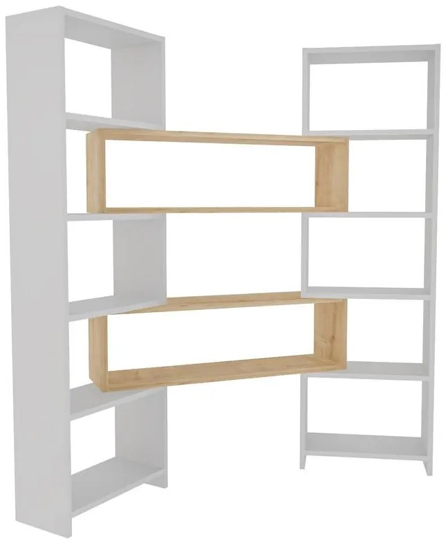 könyvespolc Poyraz - White, Oak