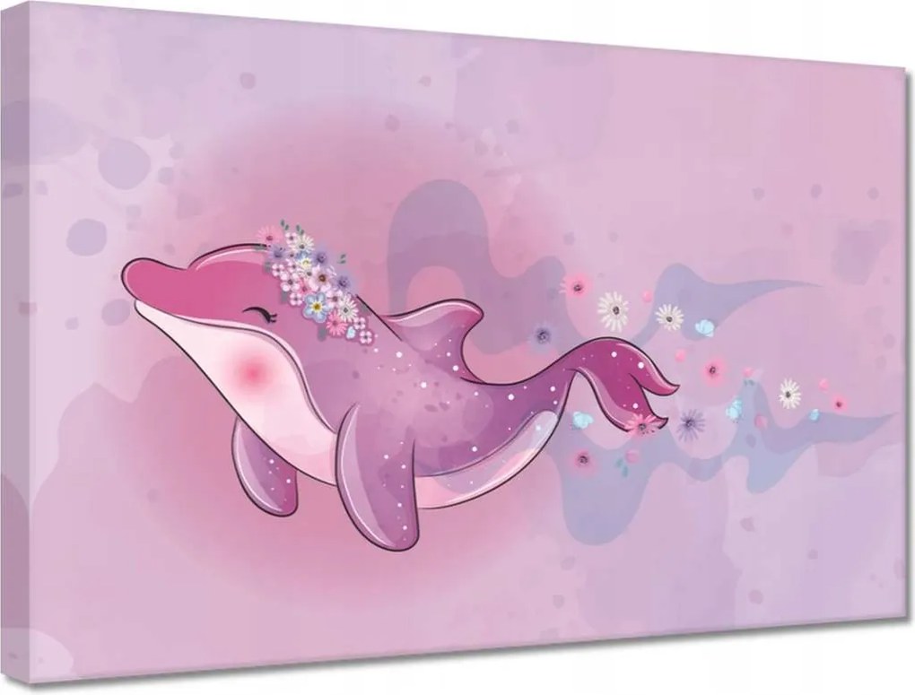 Vászonkép 30x20 Rózsaszín aranyos delfin