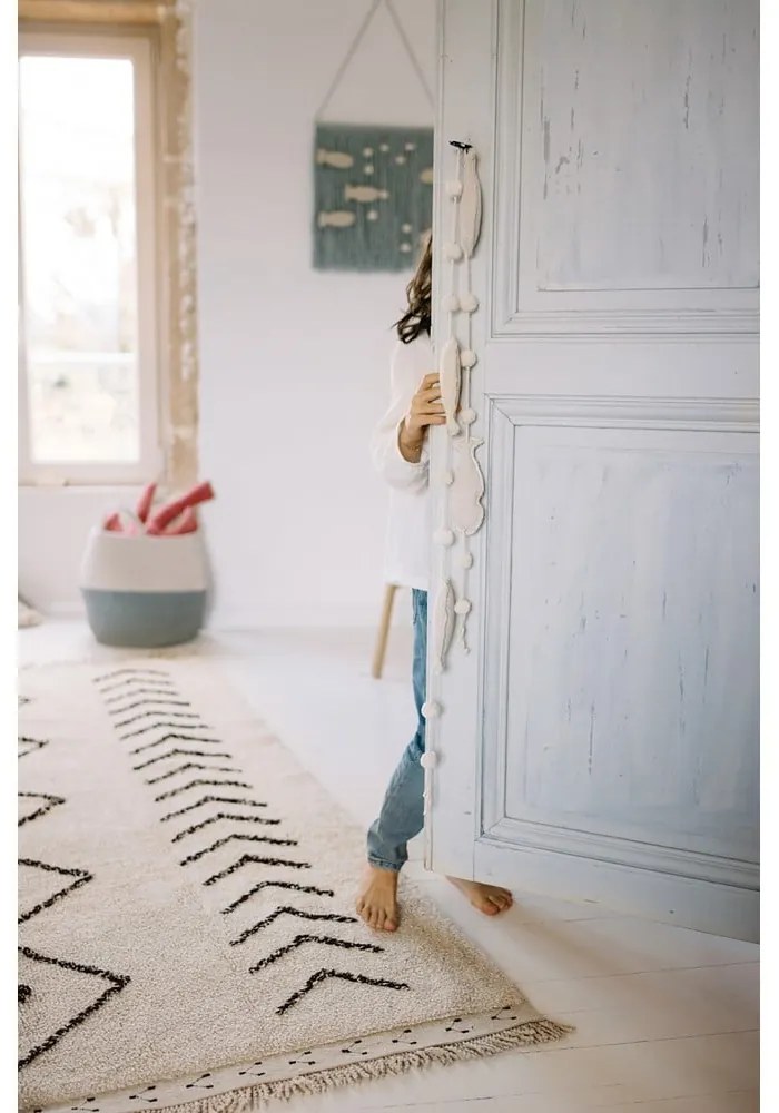 Krémszínű mosható kézi szövésű pamut szőnyeg 170x120 cm Bereber Rhombs – Lorena Canals