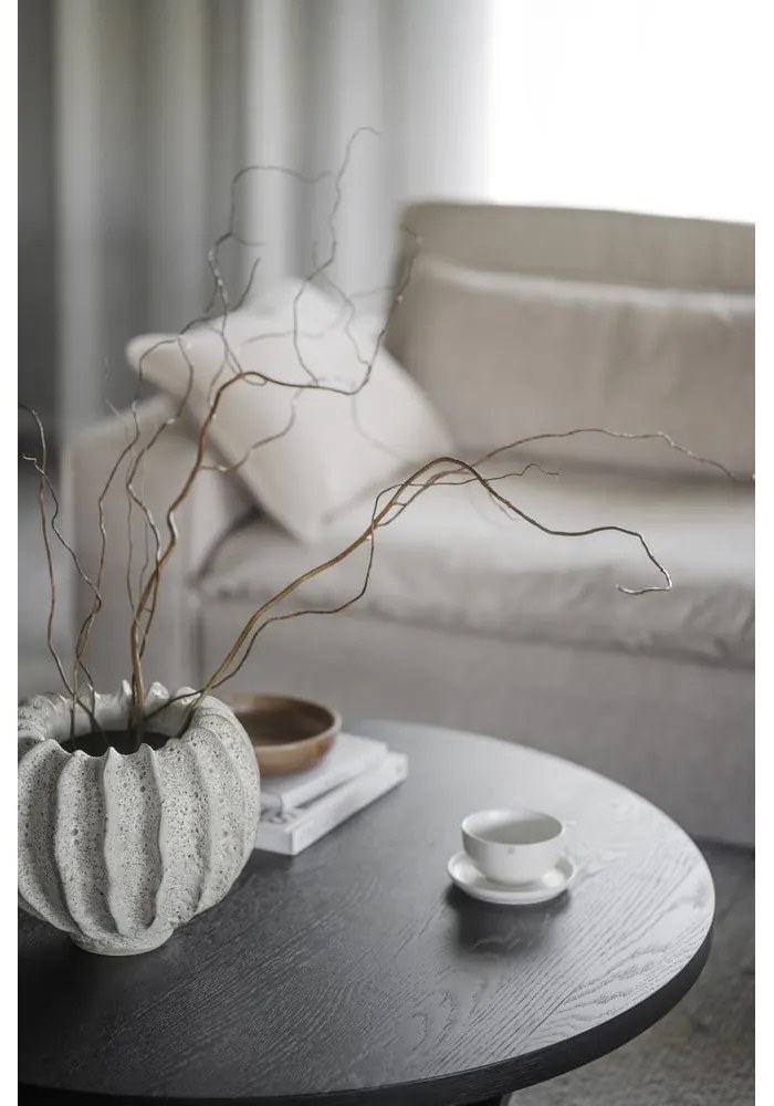 Fekete kerek dohányzóasztal tölgyfa dekorral ø 110 cm Boxford – Rowico