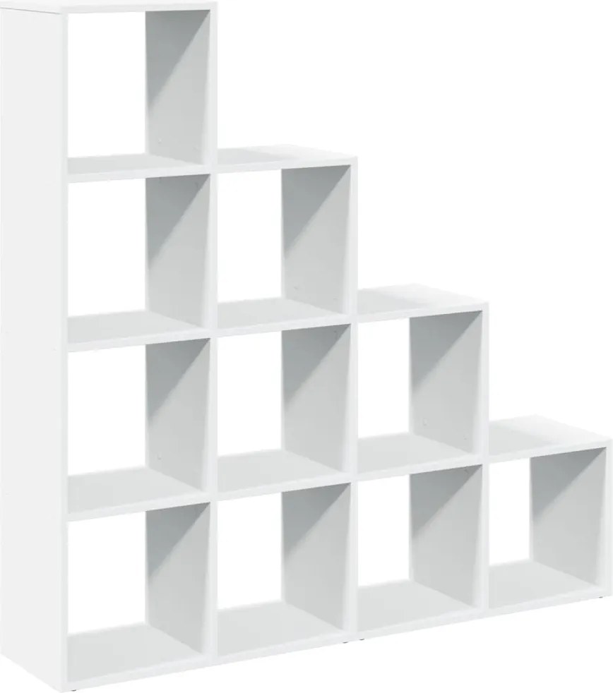 vidaXL 4 szintes fehér fa elválasztó könyvespolc 131,5 x 29 x 131,5 cm