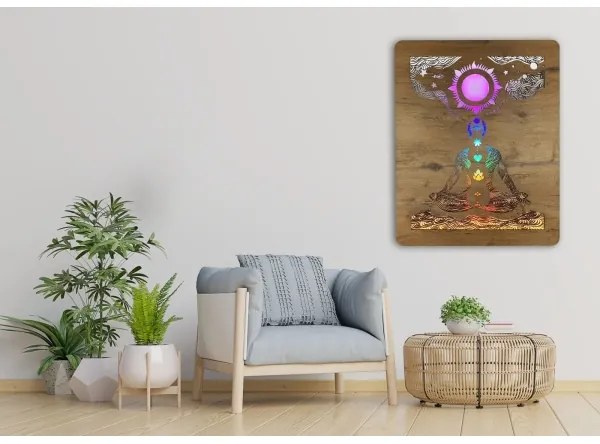 Li-Go 4421/A/4 - LED fali dekoráció LED/10W/5V 30000 mAh 70x90 cm tölgy/csakrák