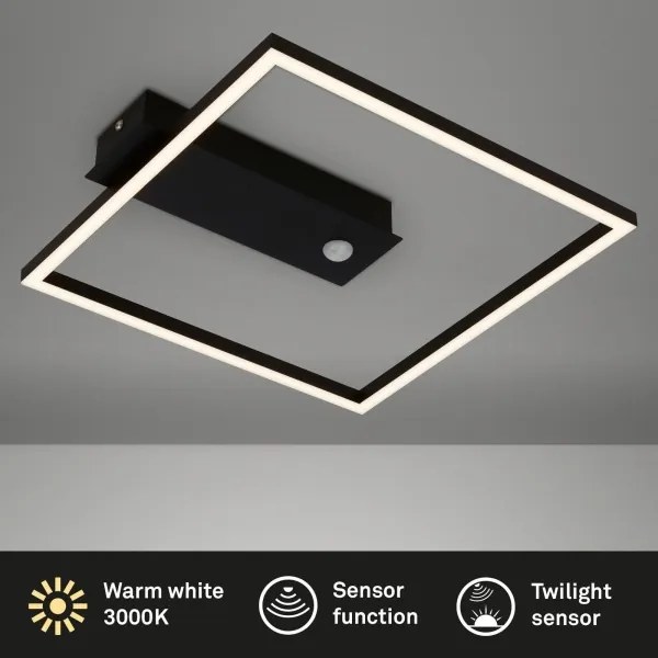 Briloner 3770-015 -LED Mennyezeti lámpa érzékelővel FRAME LED/14W/230V 3000K 32x30 cm fekete