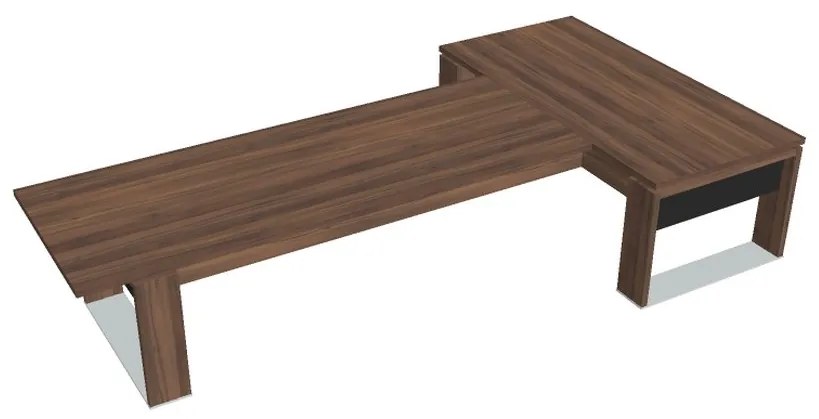 Verno+ S asztal 200 x 370 cm, kiegészítő íróasztallal, dió / fekete